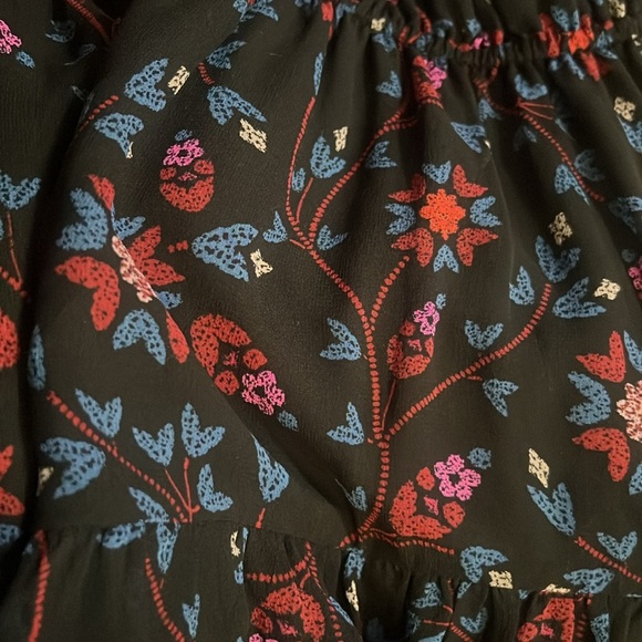 Joie NWT 100% silk high low hem floral ruffle midi dress black pink red blue - Picture 15 of 16